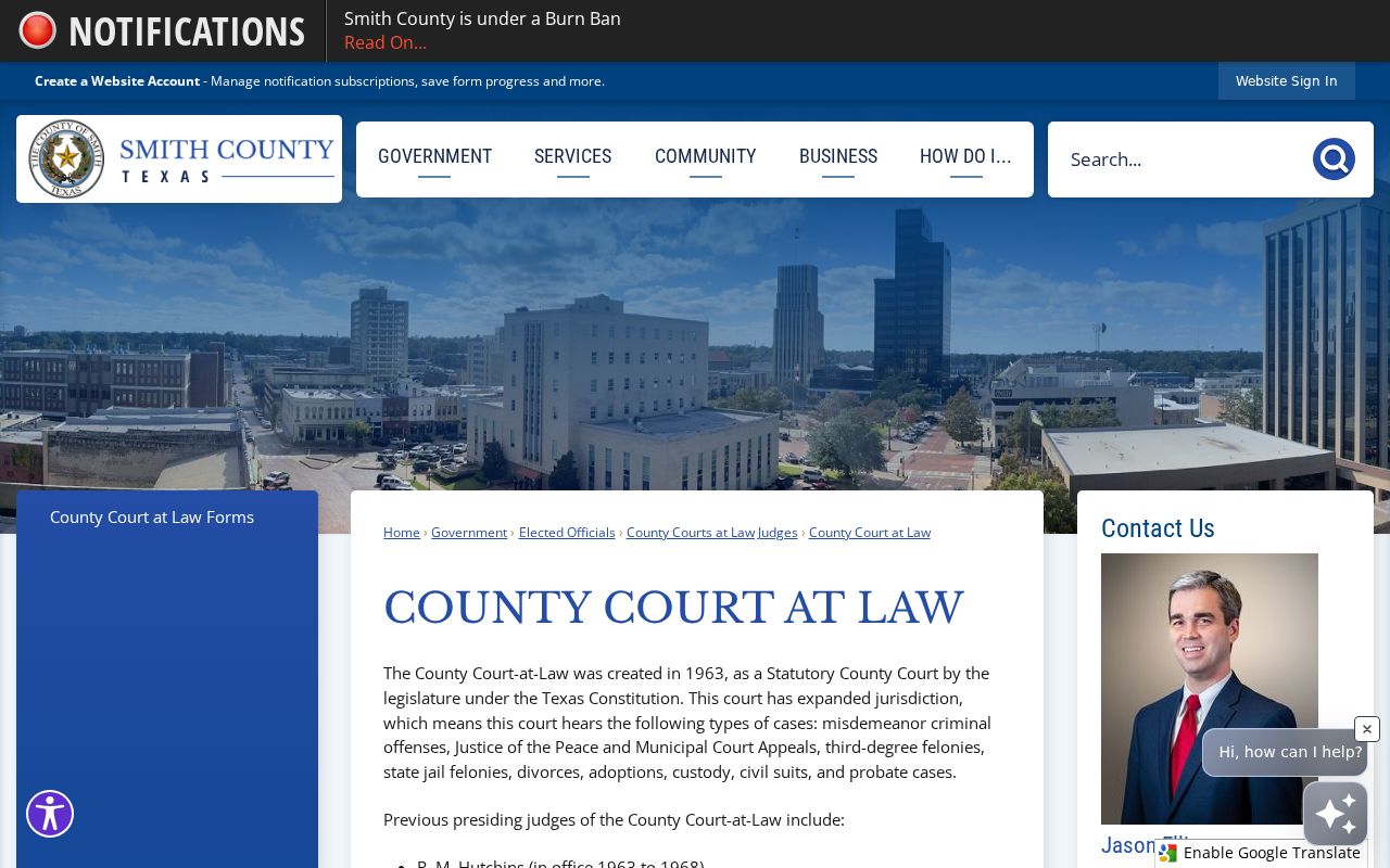 Smith County criminal court docket Court at Law 1