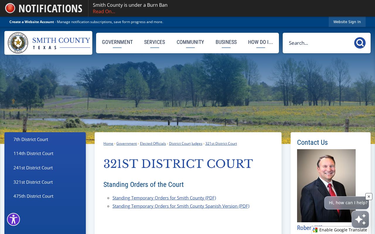 Smith County civil court docket 321st District Court