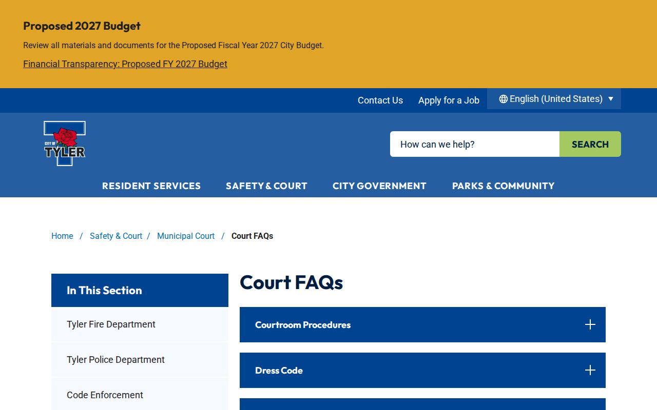 Tyler court records appearance and disposition rules