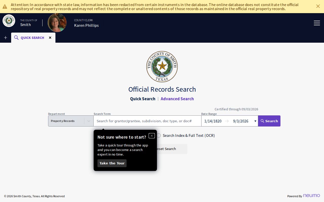 Smith County docket search recording portal distinction